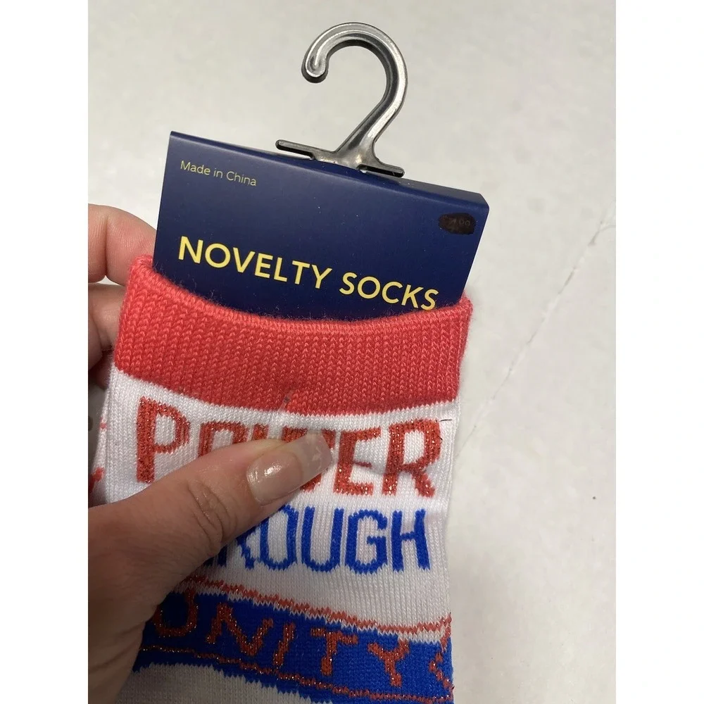 novelty socks womens POWER THROUGH star crew socks one‎ size 1 pair